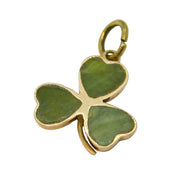 Irish Victorian 9ct Gold & Connemara Marble Shamrock Pendant Antique Dublin