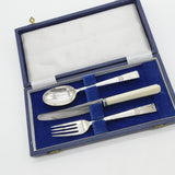 Boxed Set of Sterling Silver Christening Cutlery 1941 Sheffield Antique Art Deco