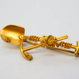 Victorian 18ct Yellow Gold Shovel & Pick Mining Brooch Antique c1880