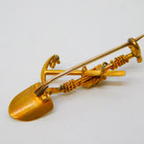 Victorian 18ct Yellow Gold Shovel & Pick Mining Brooch Antique c1880