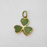 Irish Victorian 9ct Gold & Connemara Marble Shamrock Pendant Antique Dublin