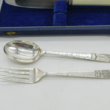 Boxed Set of Sterling Silver Christening Cutlery 1941 Sheffield Antique Art Deco