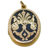 Victorian 9ct Gold Back & Front Enamel 'In Memory Of' Mourning Locket Antique