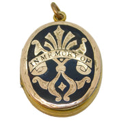 Victorian 9ct Gold Back & Front Enamel 'In Memory Of' Mourning Locket Antique
