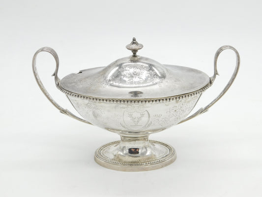 George III Sterling Silver Sauce Tureen & Cover Stag Crest Antique 1784 London