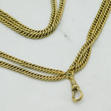 Victorian Rolled Gold Long Guard Muff Chain & Dog Clip Necklace Antique