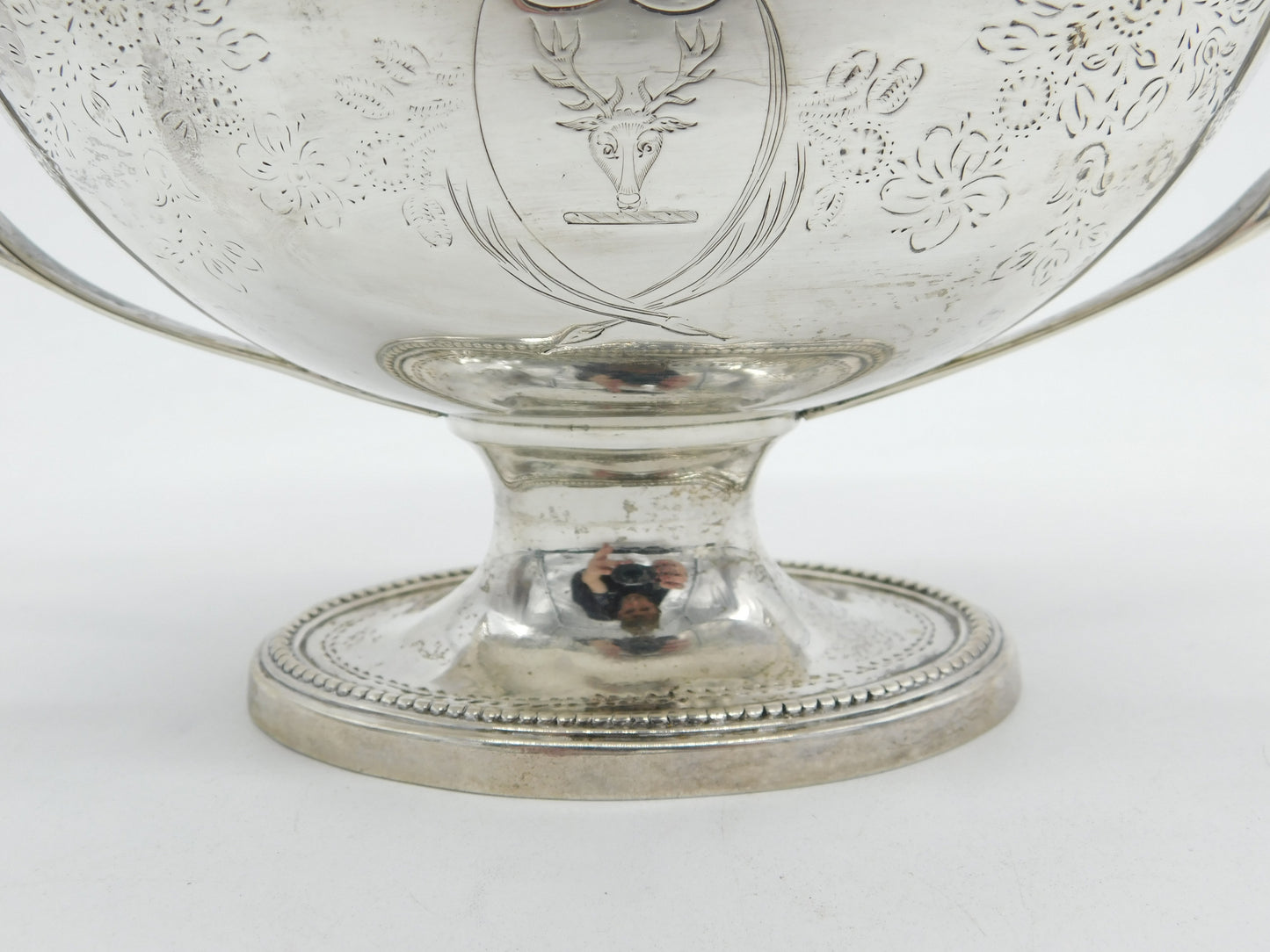 George III Sterling Silver Sauce Tureen & Cover Stag Crest Antique 1784 London