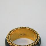 Victorian Scottish 9ct Yellow Gold Banded Agate Dress Ring Antique c1880