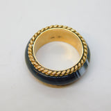 Victorian Scottish 9ct Yellow Gold Banded Agate Dress Ring Antique c1880