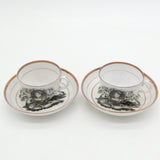 Georgian Porcelain Transfer-Printed Queen Charlotte Memorial Teacup & Saucer Pair Antique 1817