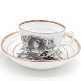 Georgian Porcelain Transfer-Printed Queen Charlotte Memorial Teacup & Saucer Pair Antique 1817