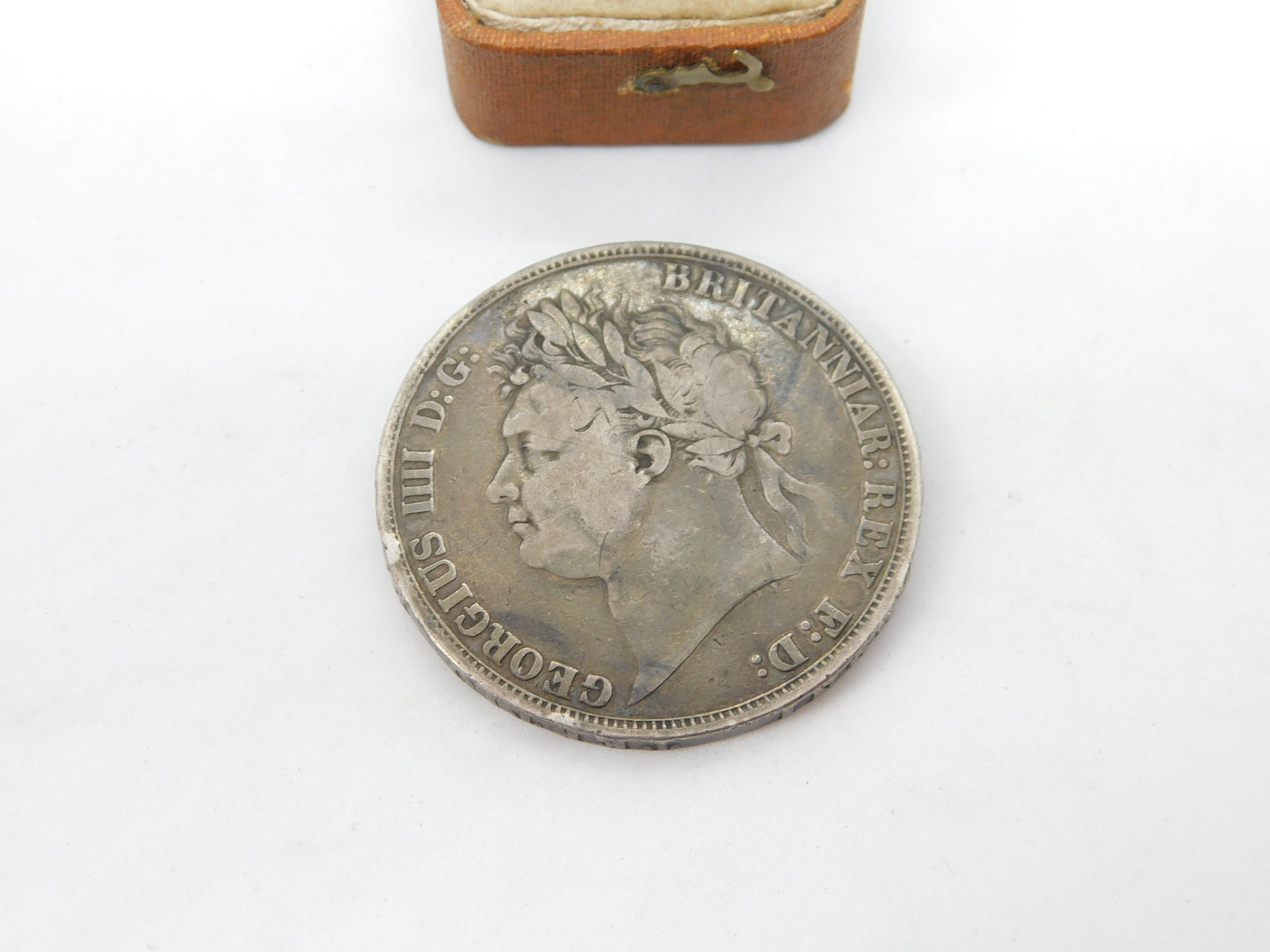 King George IV Sterling Silver Tertio Crown Coin 1822 Fair Condition Antique