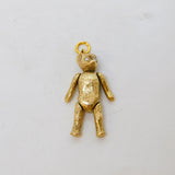 9ct Yellow Gold Diamond Eye Articulated Teddy Bear Pendant Vintage 1966 London