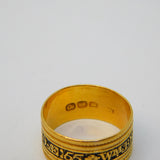 George III 22ct Gold Black Enamel Mourning Ring WM Branford, Antique 1819