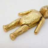 9ct Yellow Gold Diamond Eye Articulated Teddy Bear Pendant Vintage 1966 London