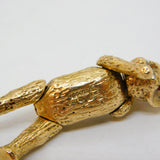 9ct Yellow Gold Diamond Eye Articulated Teddy Bear Pendant Vintage 1966 London