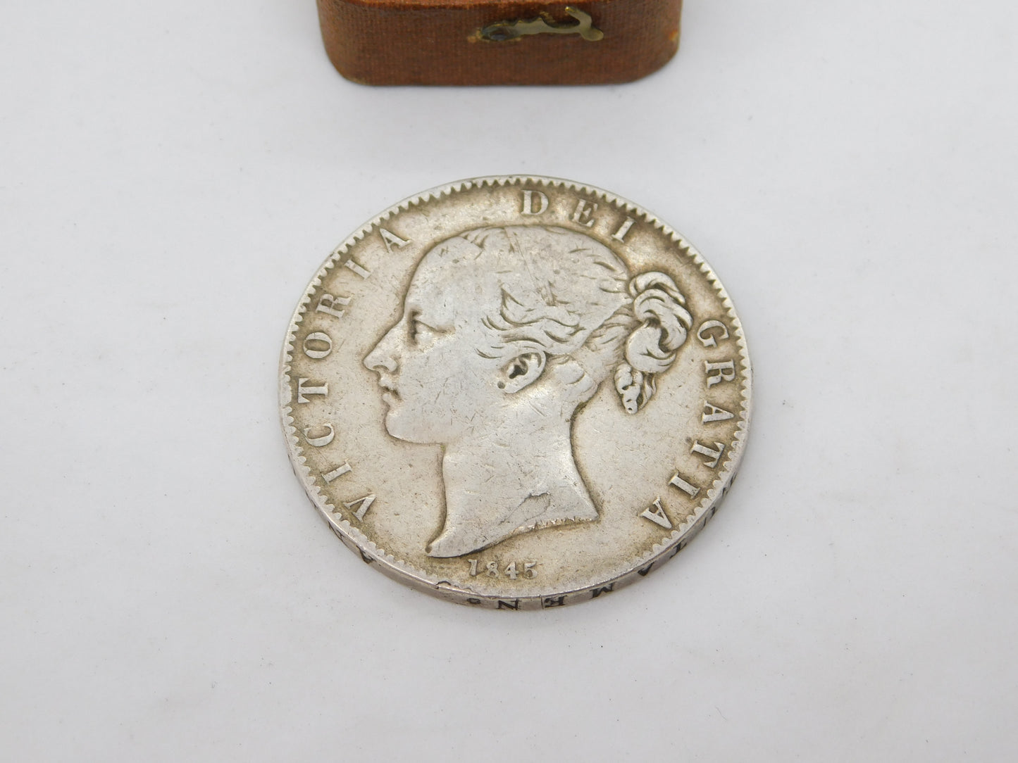 Queen Victoria Sterling Silver Young Head Crown Coin 1845 Fine Condition Antique