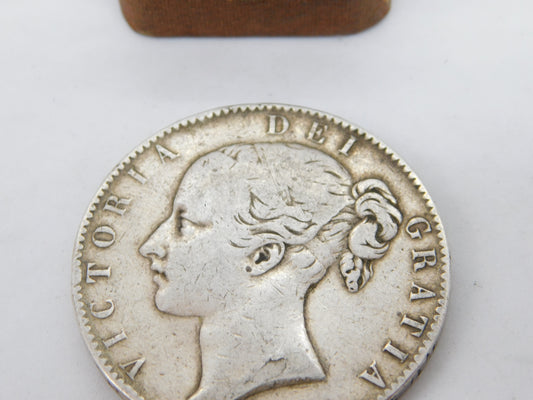 Queen Victoria Sterling Silver Young Head Crown Coin 1845 Fine Condition Antique