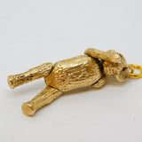 9ct Yellow Gold Diamond Eye Articulated Teddy Bear Pendant Vintage 1966 London