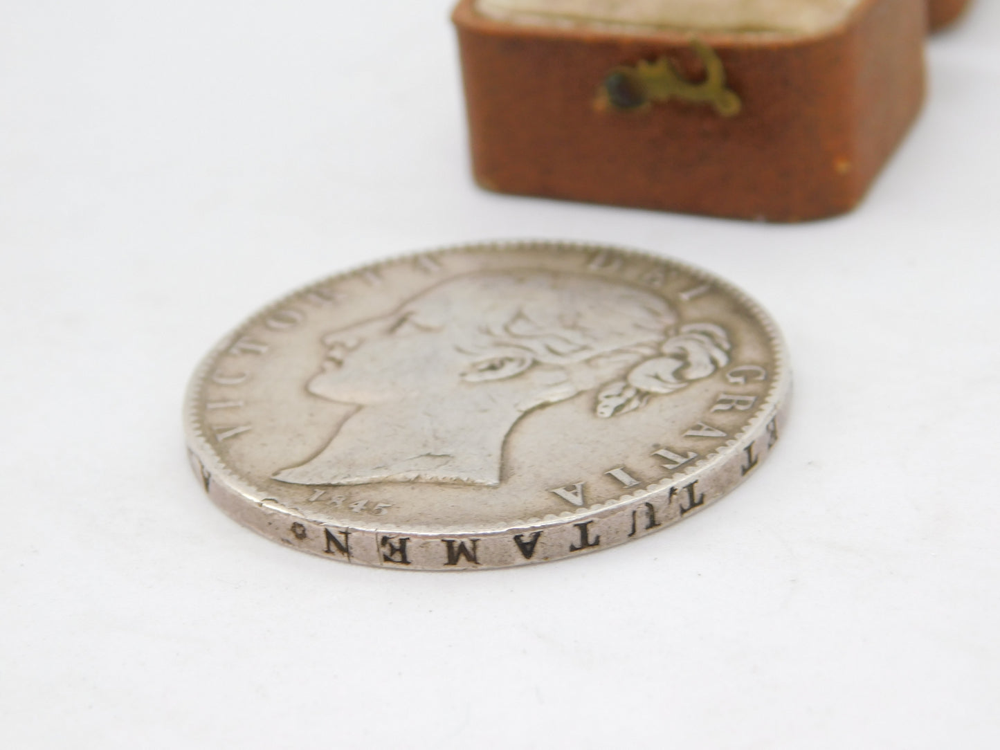 Queen Victoria Sterling Silver Young Head Crown Coin 1845 Fine Condition Antique