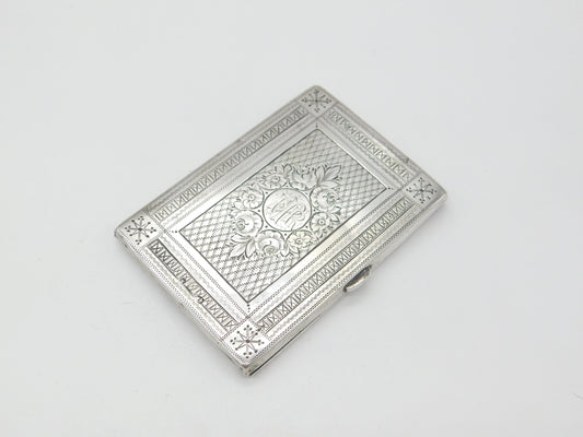 Victorian Sterling Silver Floral Pattern Week Diary Case 1871 Birmingham Antique