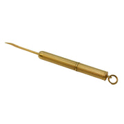 Edwardian 9ct Yellow Gold Engine Turned Propelling Toothpick Fob Antique c1910