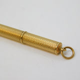 Edwardian 9ct Yellow Gold Engine Turned Propelling Toothpick Fob Antique c1910