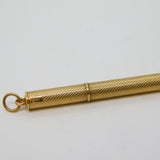 Edwardian 9ct Yellow Gold Engine Turned Propelling Toothpick Fob Antique c1910