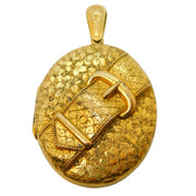 Victorian Large Sterling Silver Gilt Aesthetic Sweetheart Locket Antique 1886 Birmingham