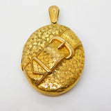 Victorian Large Sterling Silver Gilt Aesthetic Sweetheart Locket Antique 1886 Birmingham