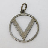 Sterling Silver 'V for Victory' Winston Churchill Pendant Vintage 1954 London