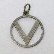 Sterling Silver 'V for Victory' Winston Churchill Pendant Vintage 1954 London