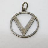 Sterling Silver 'V for Victory' Winston Churchill Pendant Vintage 1954 London