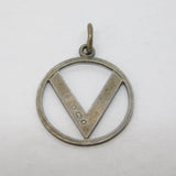 Sterling Silver 'V for Victory' Winston Churchill Pendant Vintage 1954 London