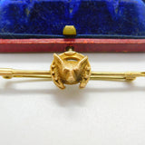 9ct Yellow Gold Fox Mask & Crop Stock Pin Brooch Vintage 1971 Birmingham