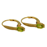 Pair of 9ct Yellow Gold & Green Peridot Hook Earrings Vintage c1990