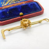 9ct Yellow Gold Fox Mask & Crop Stock Pin Brooch Vintage 1971 Birmingham
