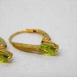 Pair of 9ct Yellow Gold & Green Peridot Hook Earrings Vintage c1990