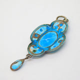 Art Nouveau Sterling Silver Blue Enamel Lavalier Drop Pendant Antique c1910