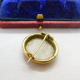 Edwardian 9ct Yellow Gold Brooch with Painted Porcelain Lute Player c1910