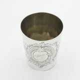 French 19th Century .950 Silver 'Pierre' Floral Engraved Beaker Cup Antique