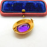 Victorian 18ct Yellow Gold & Amethyst Set Etruscan Style Brooch Antique c1880