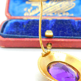 Victorian 18ct Yellow Gold & Amethyst Set Etruscan Style Brooch Antique c1880