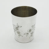 French 19th Century .950 Silver 'Pierre' Floral Engraved Beaker Cup Antique