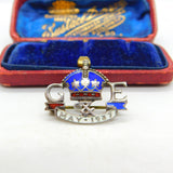 Charles Horner Silver & Enamel King George VI Coronation Brooch Antique 1937