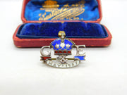 Charles Horner Silver & Enamel King George VI Coronation Brooch Antique 1937