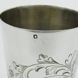 French 19th Century .950 Silver 'Pierre' Floral Engraved Beaker Cup Antique