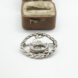 Scottish Sterling Silver Celtic War Ship Brooch Pin 1954 Glasgow Vintage