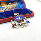 Charles Horner Silver & Enamel King George VI Coronation Brooch Antique 1937