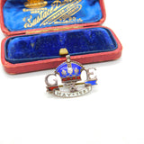 Charles Horner Silver & Enamel King George VI Coronation Brooch Antique 1937